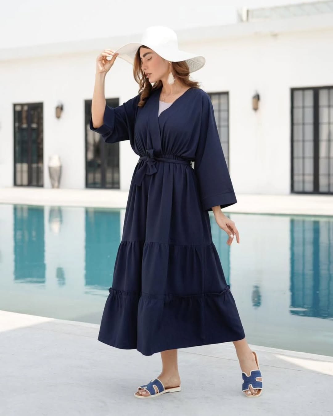 پیراهن بلند مدل هرماینی پارچه مراکشی خنک و تابستانه