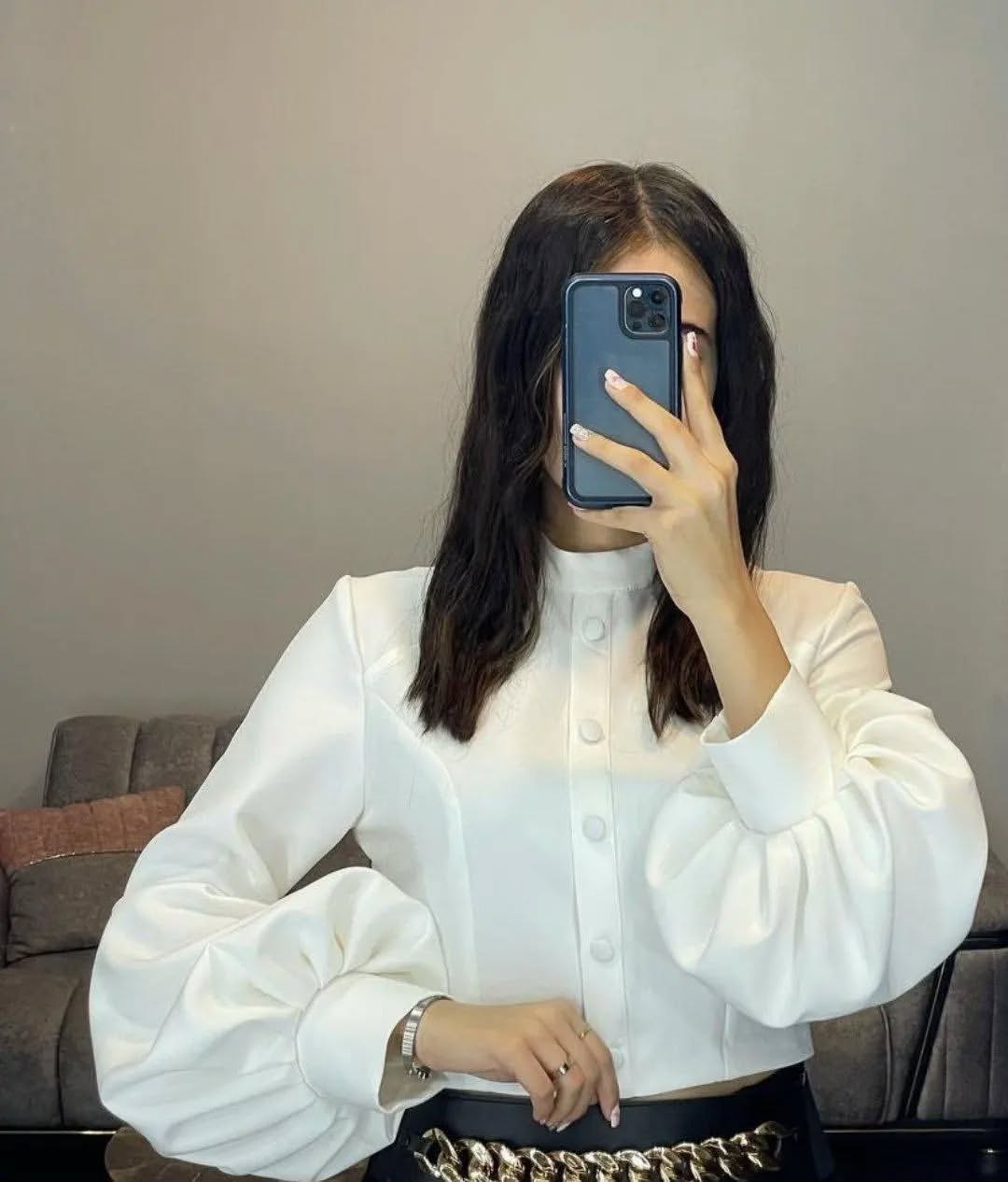 شومیز کرپ نیم تنه سفید دخترانه مناسب مهمانی